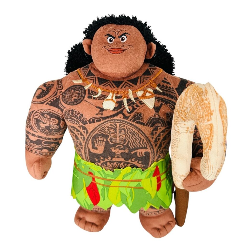 Just Play Moana Talking MAUI Plush Large Figure Fish Hook 15" EUC CLEAN WORKS